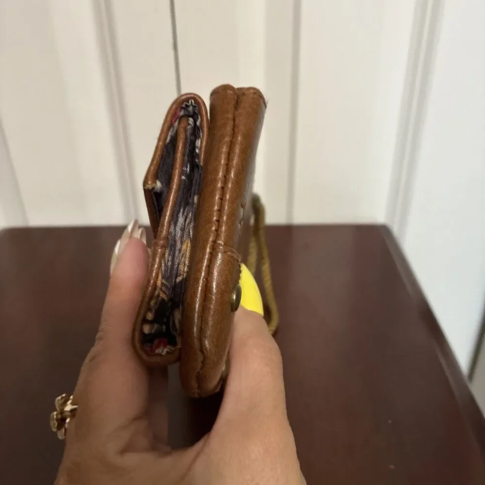 Wonder Woman Brown Zip-Around Wristlet Wallet w/ Wrist Strap, Card Slots